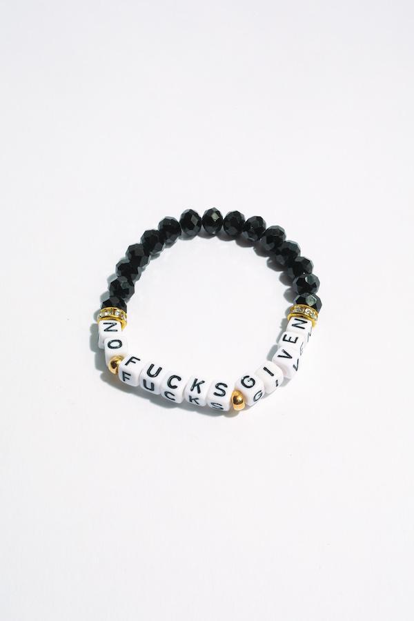 No Fucks Given Inspirational Beaded Bracelet