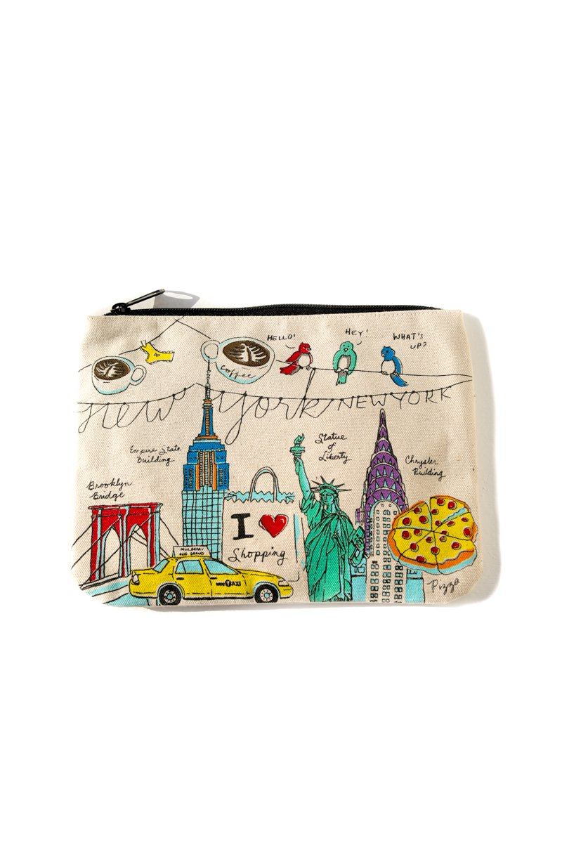 NY Illustration Canvas Pouch Inspirational Canvas Pouch Mulberry & Grand