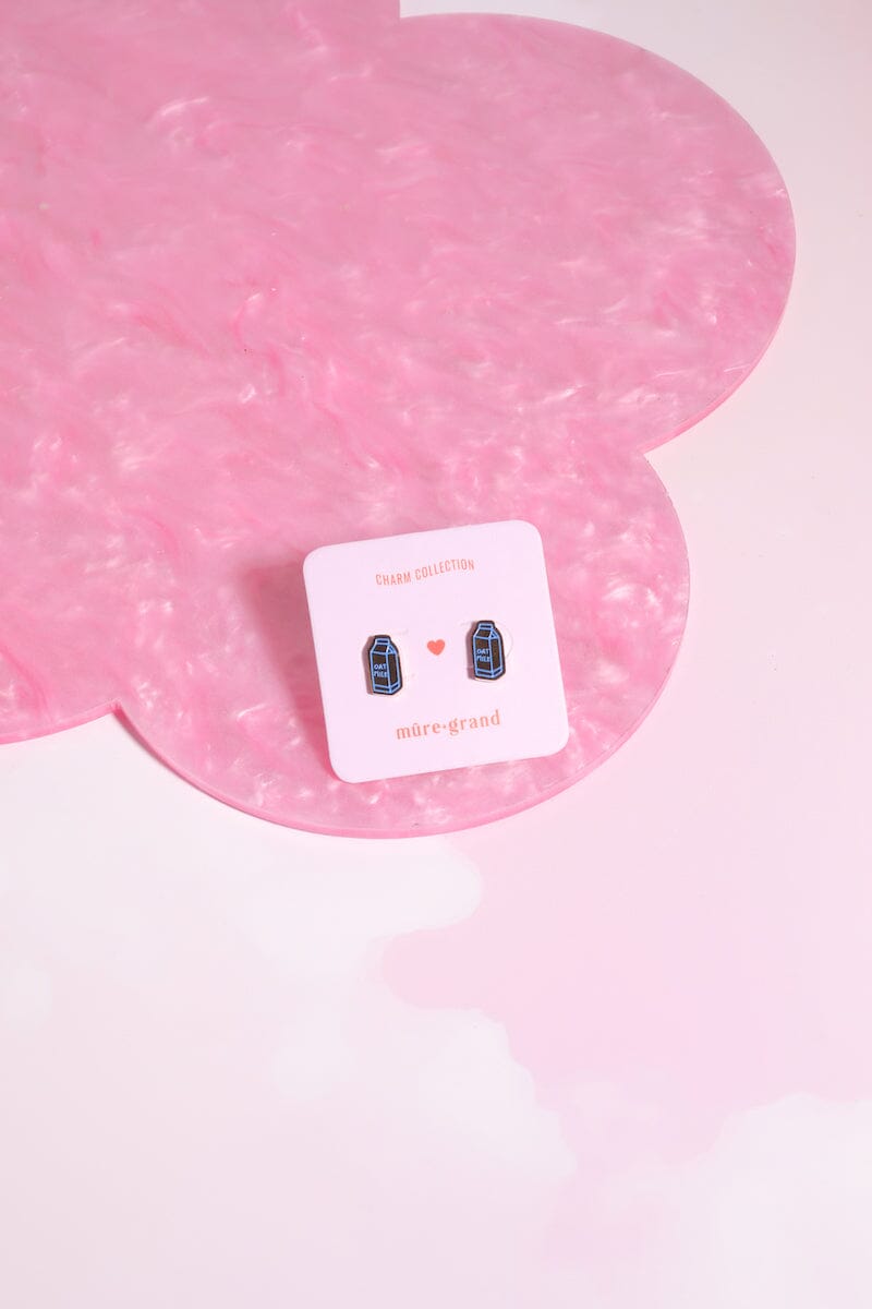Oat Milk Enamel Charm Stud Earrings Earrings mure + grand