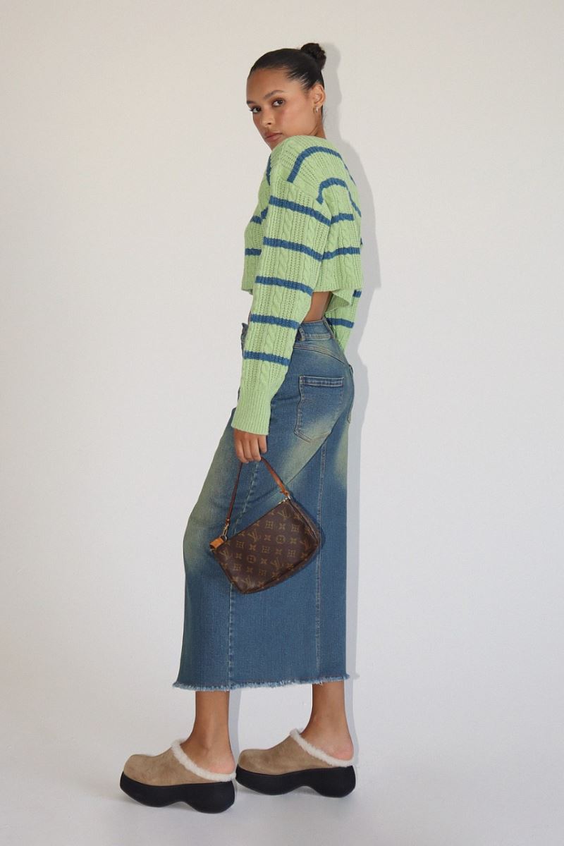 Olive Striped Sweater Clothing Bailey Rose