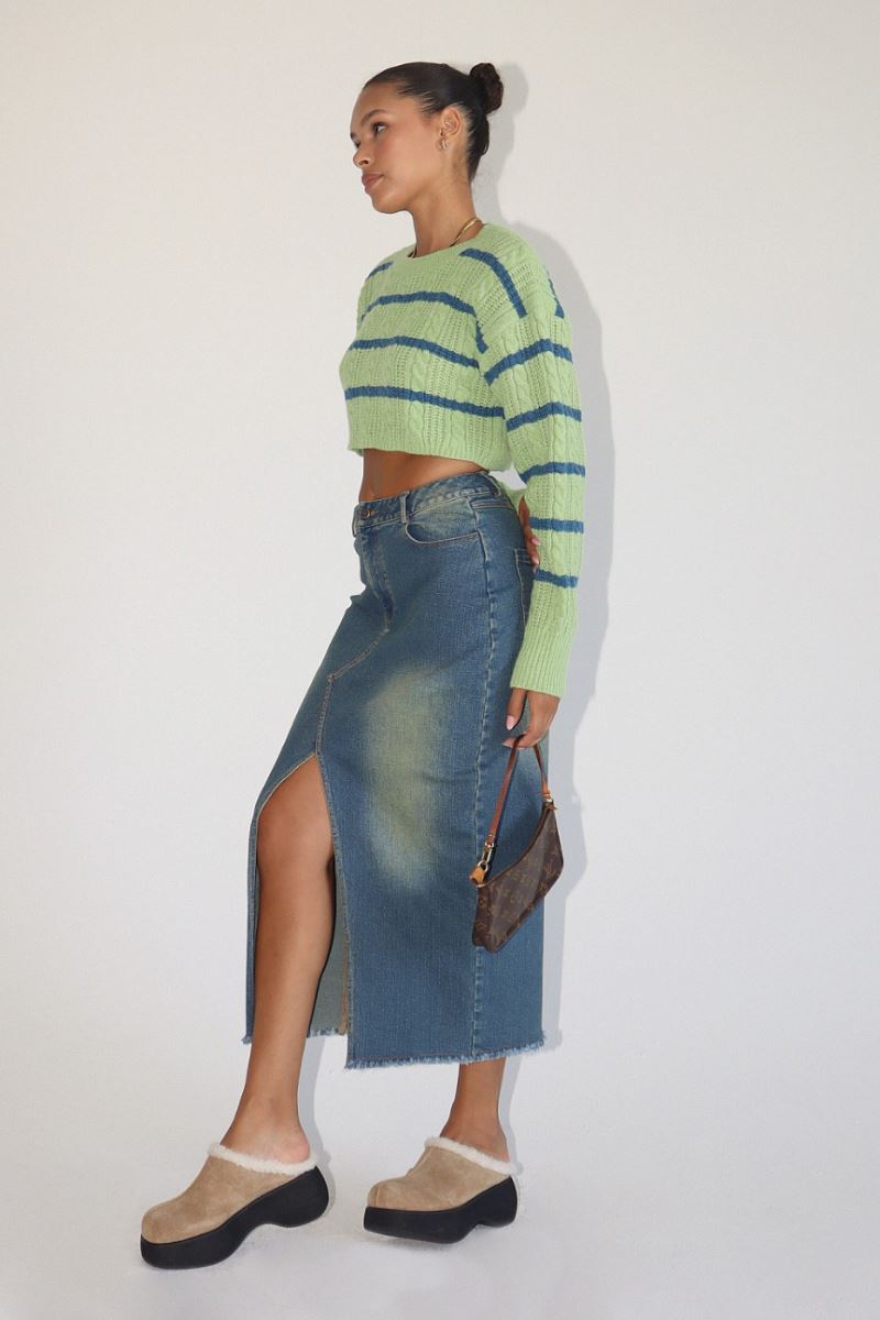Olive Striped Sweater Clothing Bailey Rose