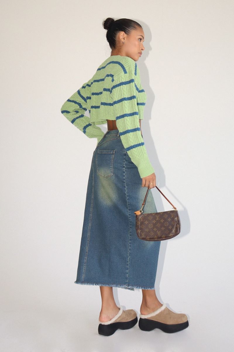Olive Striped Sweater Clothing Bailey Rose
