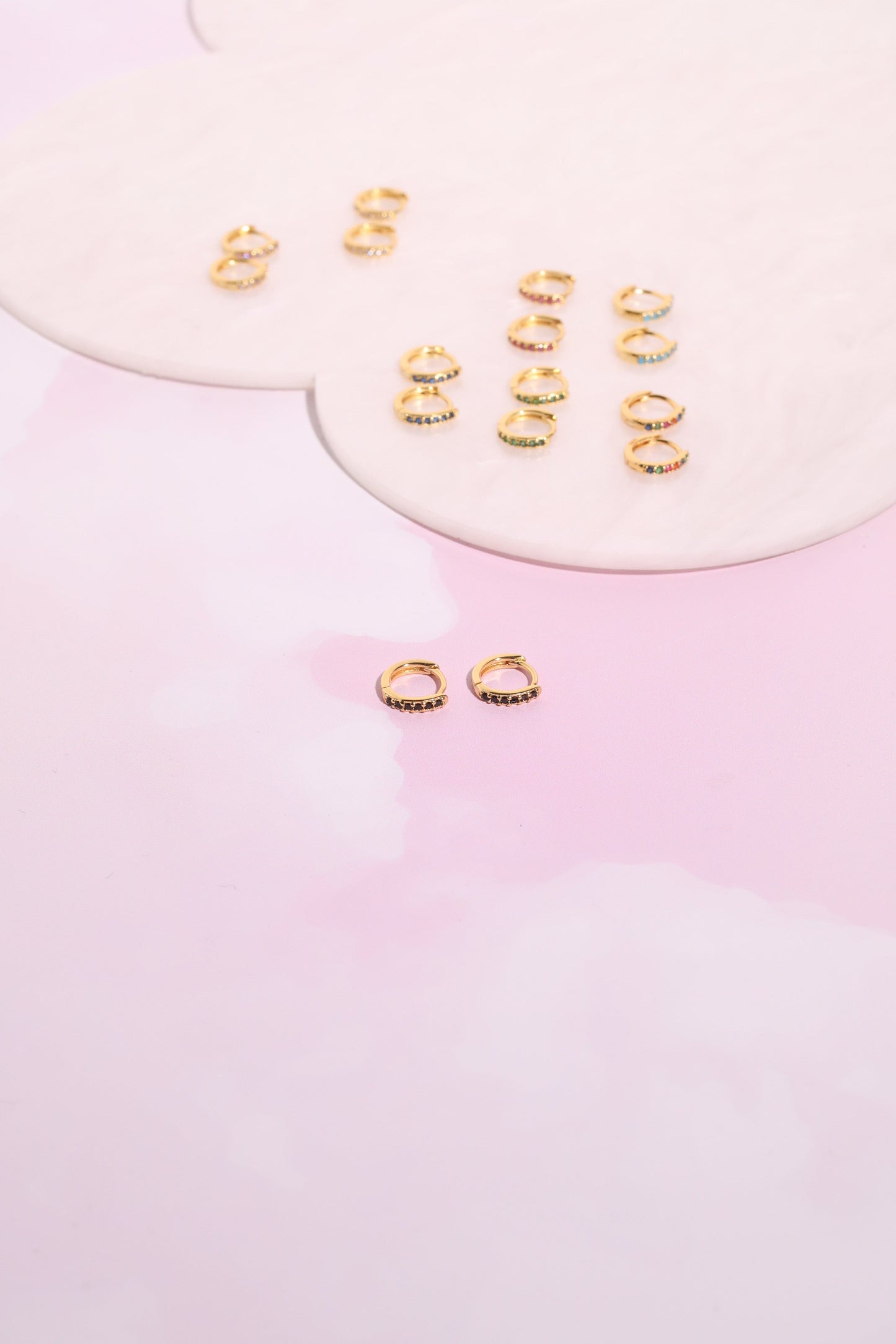 Olivia Crystal Sterling Silver Huggie Earrings Earrings mure + grand Midnight