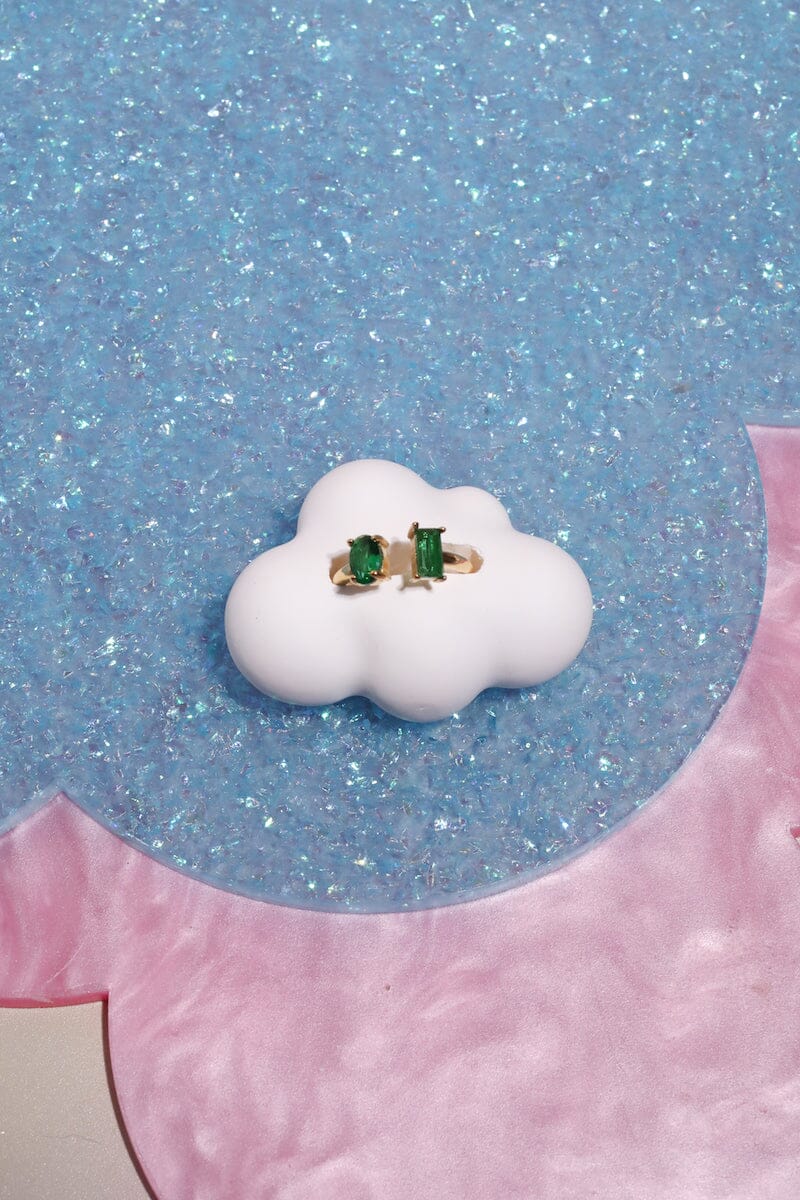 Open Crystal Midi Ring in Gold Rings Mulberry & Grand Green