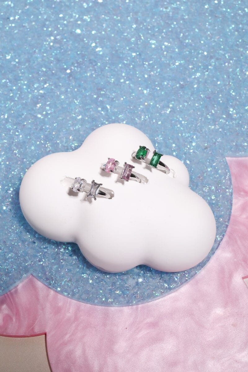 Open Crystal Midi Ring in Silver Rings Mulberry & Grand