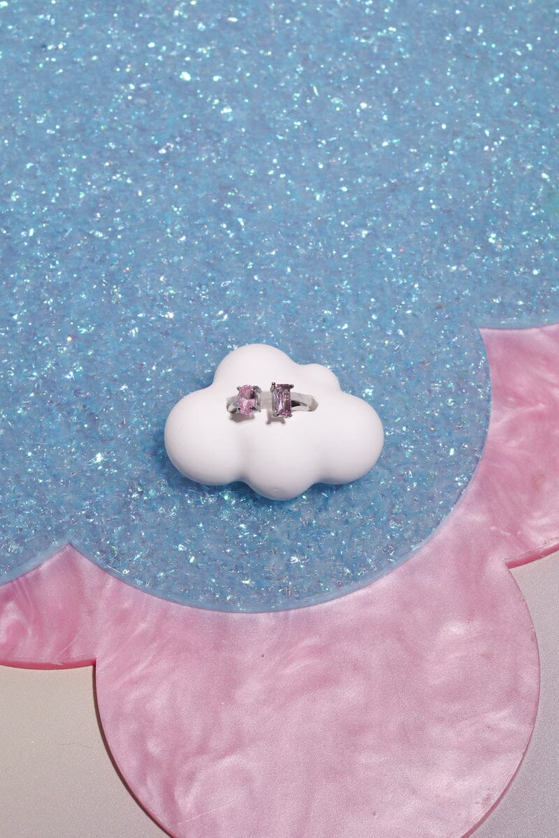 Open Crystal Midi Ring in Silver Rings Mulberry & Grand Pink