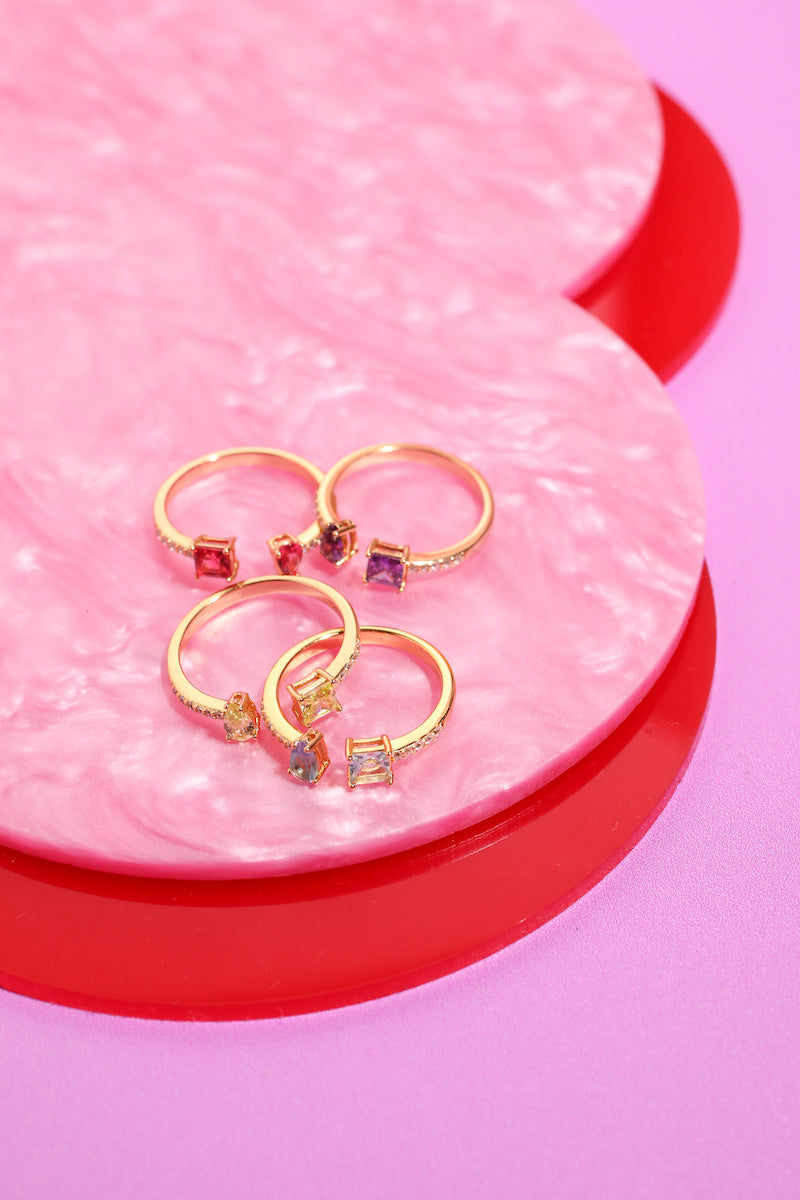 Open Tear Drop + Baguette Sterling Silver Ring Rings Mure + Grand