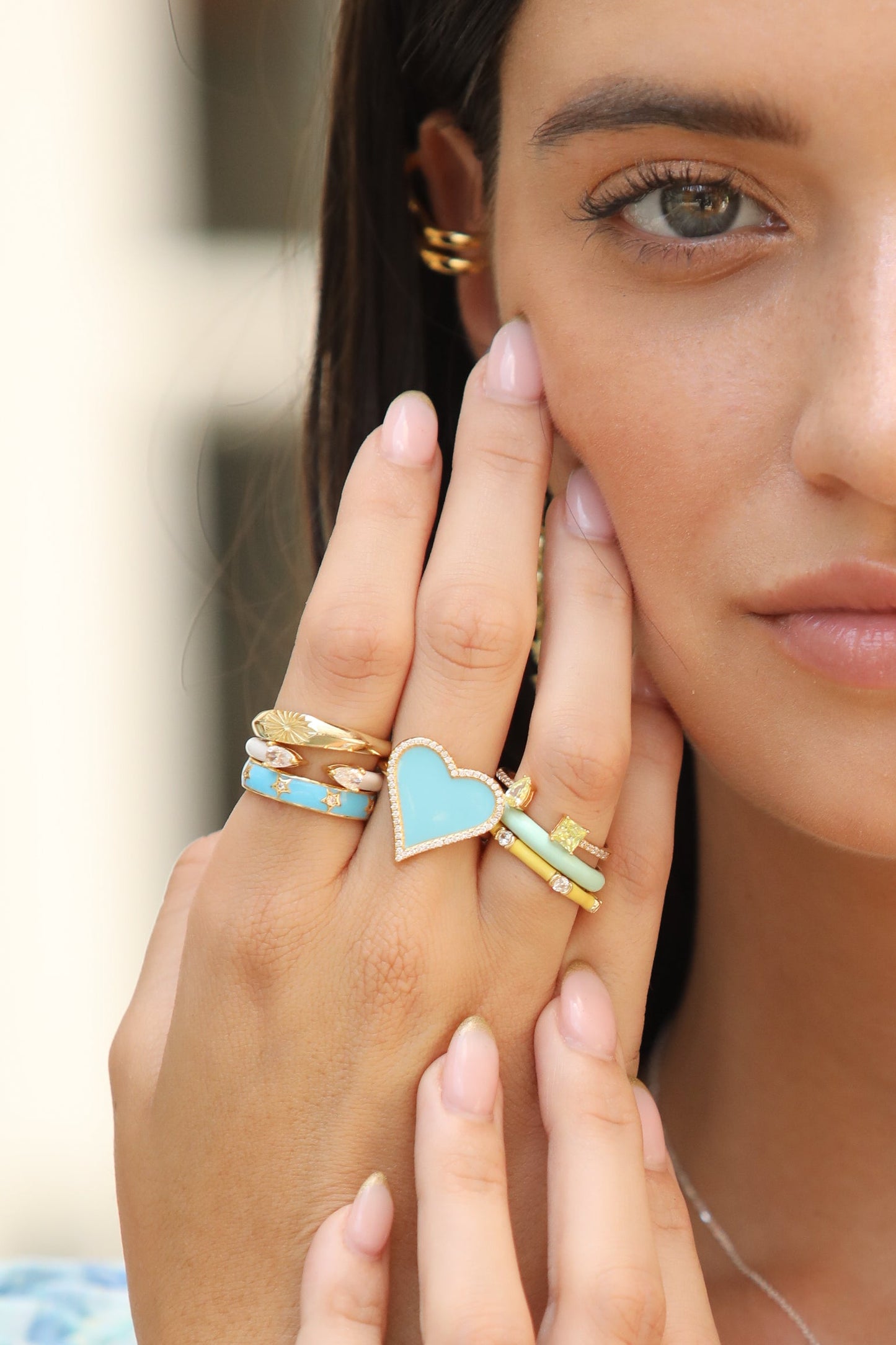 Open Tear Drop + Baguette Sterling Silver Ring Rings Mure + Grand