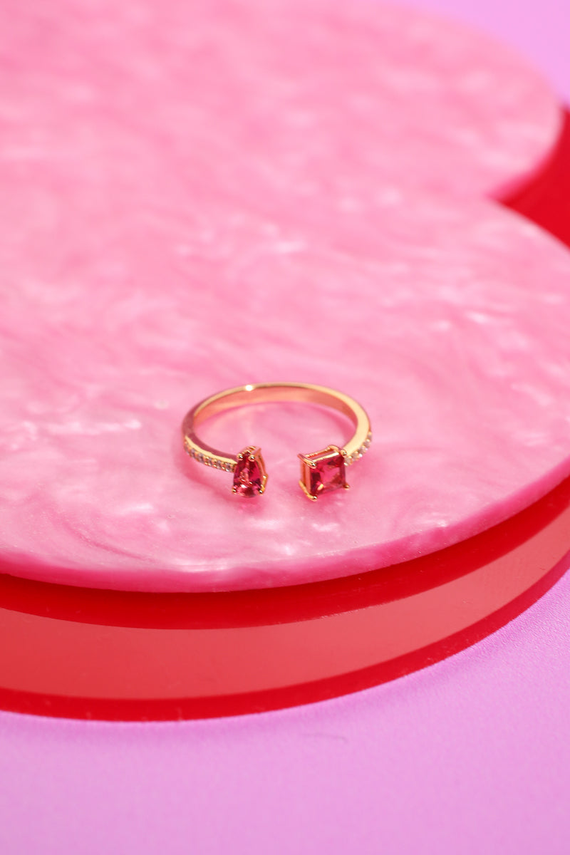 Open Tear Drop + Baguette Sterling Silver Ring Rings Mure + Grand Cherry