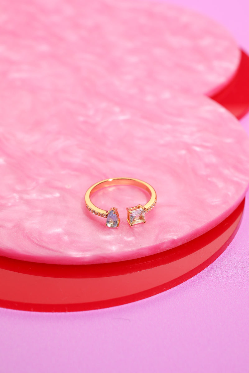 Open Tear Drop + Baguette Sterling Silver Ring Rings Mure + Grand Mist