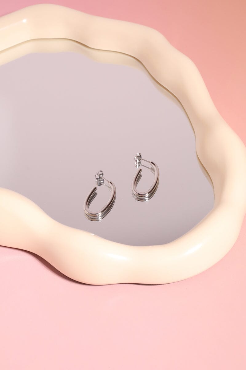 Oval Hoop Earring mure + grand Silver
