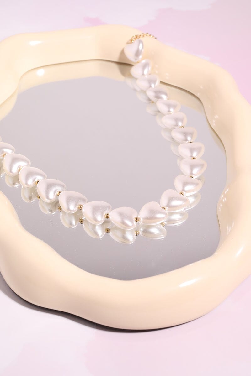 Pearl Heart Statement Necklace Necklaces mure + grand