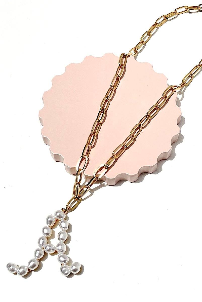 Pearl Initial Necklace Necklace Mulberry & Grand A