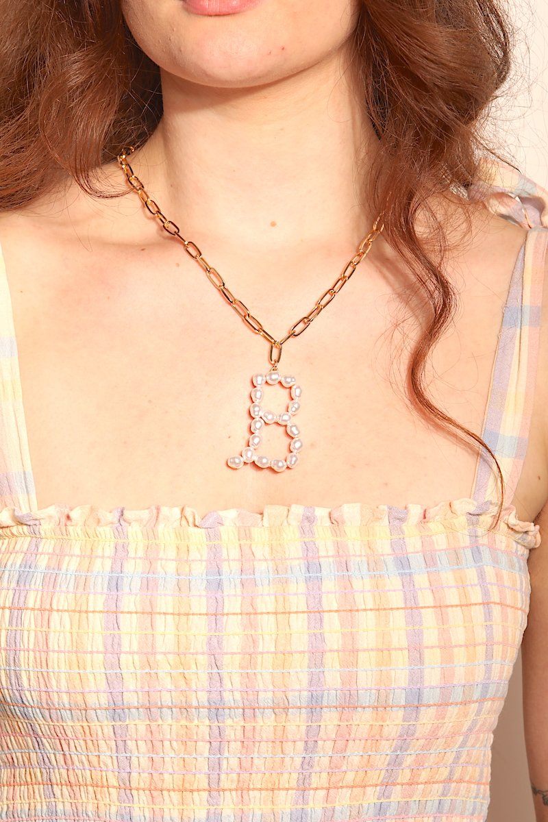 Pearl Initial Necklace Necklace Mulberry & Grand B