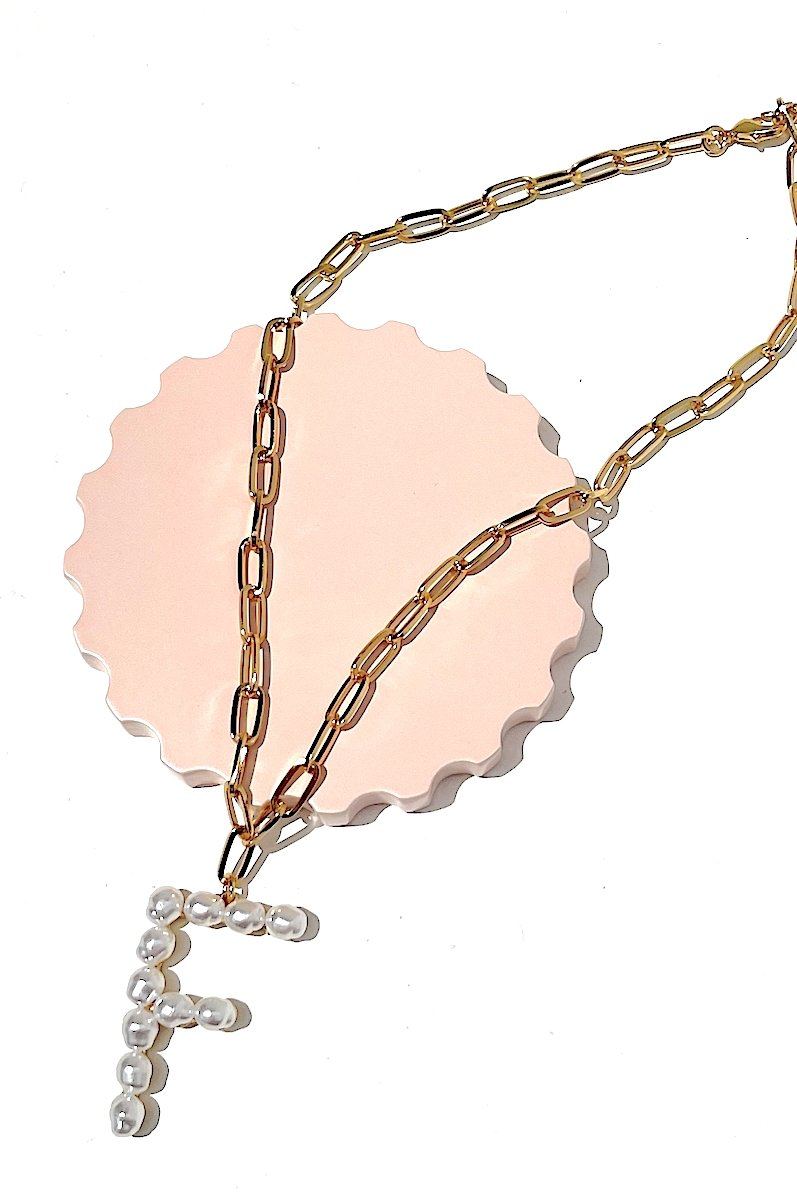 Pearl Initial Necklace Necklace Mulberry & Grand F