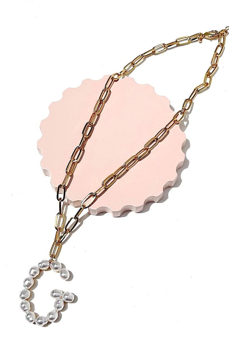 Pearl Initial Necklace Necklace Mulberry & Grand G
