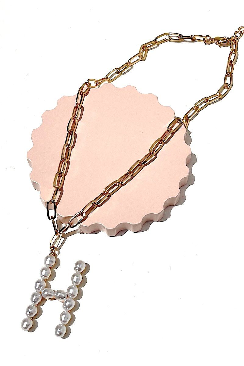 Pearl Initial Necklace Necklace Mulberry & Grand H