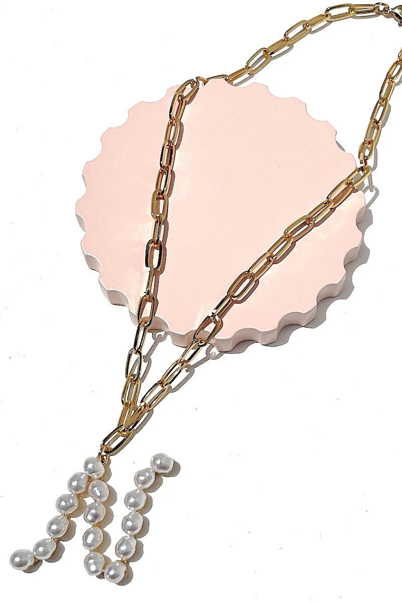 Pearl Initial Necklace Necklace Mulberry & Grand N
