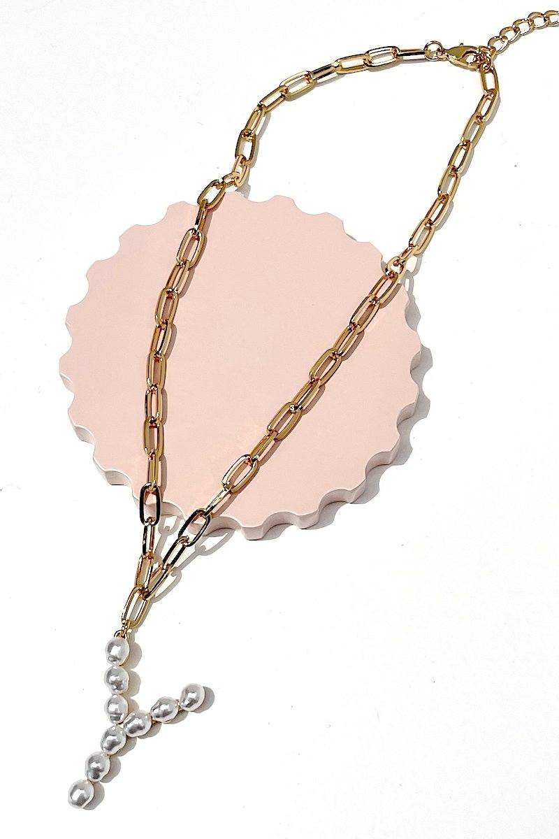 Pearl Initial Necklace Necklace Mulberry & Grand Y