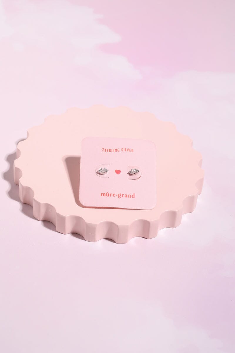 Pearl Sterling Silver Stud Earrings Earrings mure + grand Classic Silver