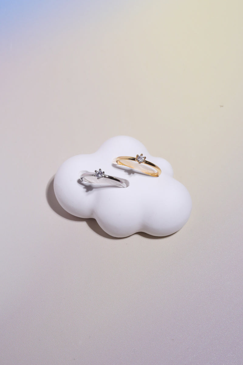 Petite Solitaire Sterling Silver Ring Rings Mure + Grand
