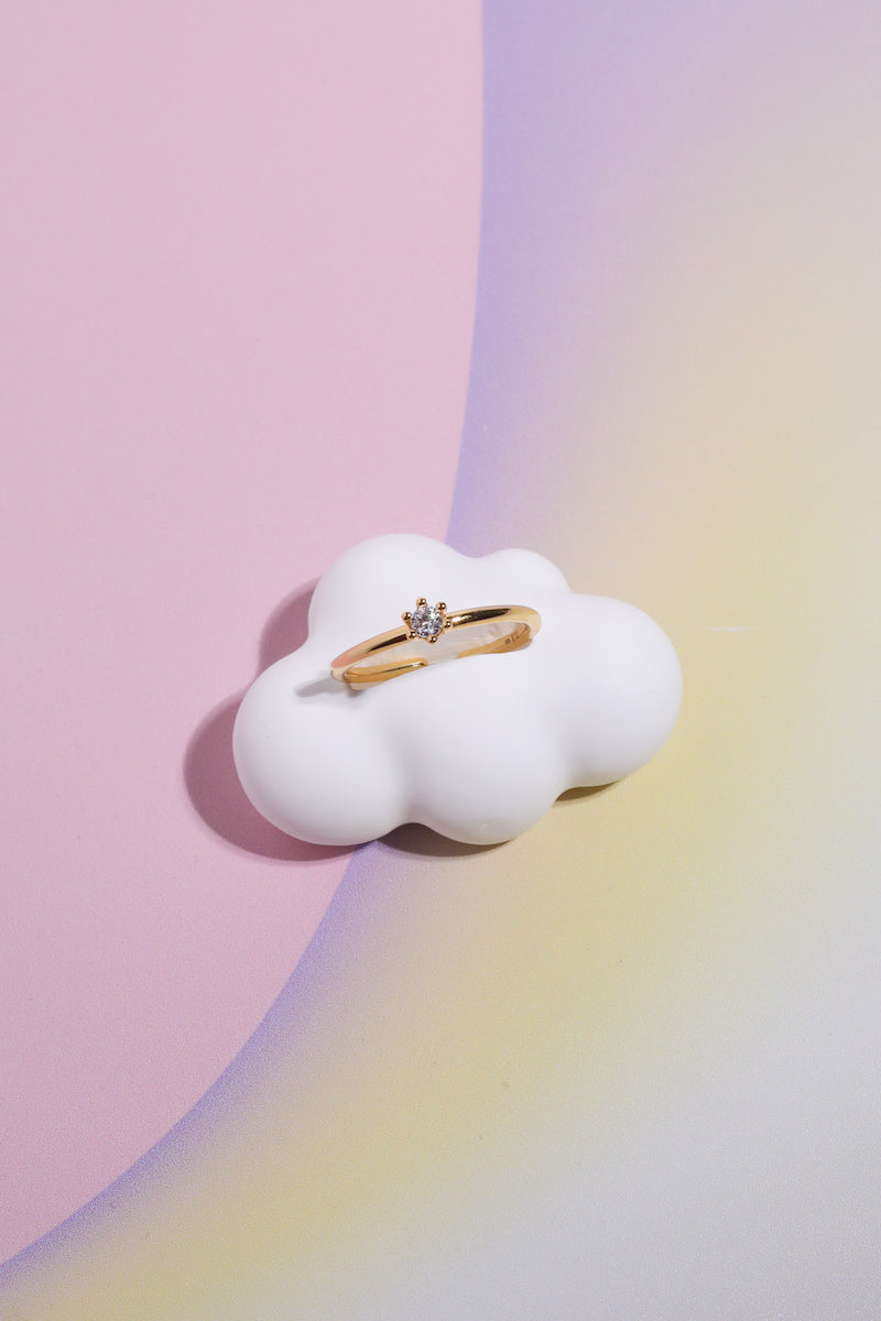 Petite Solitaire Sterling Silver Ring Rings Mure + Grand Gold