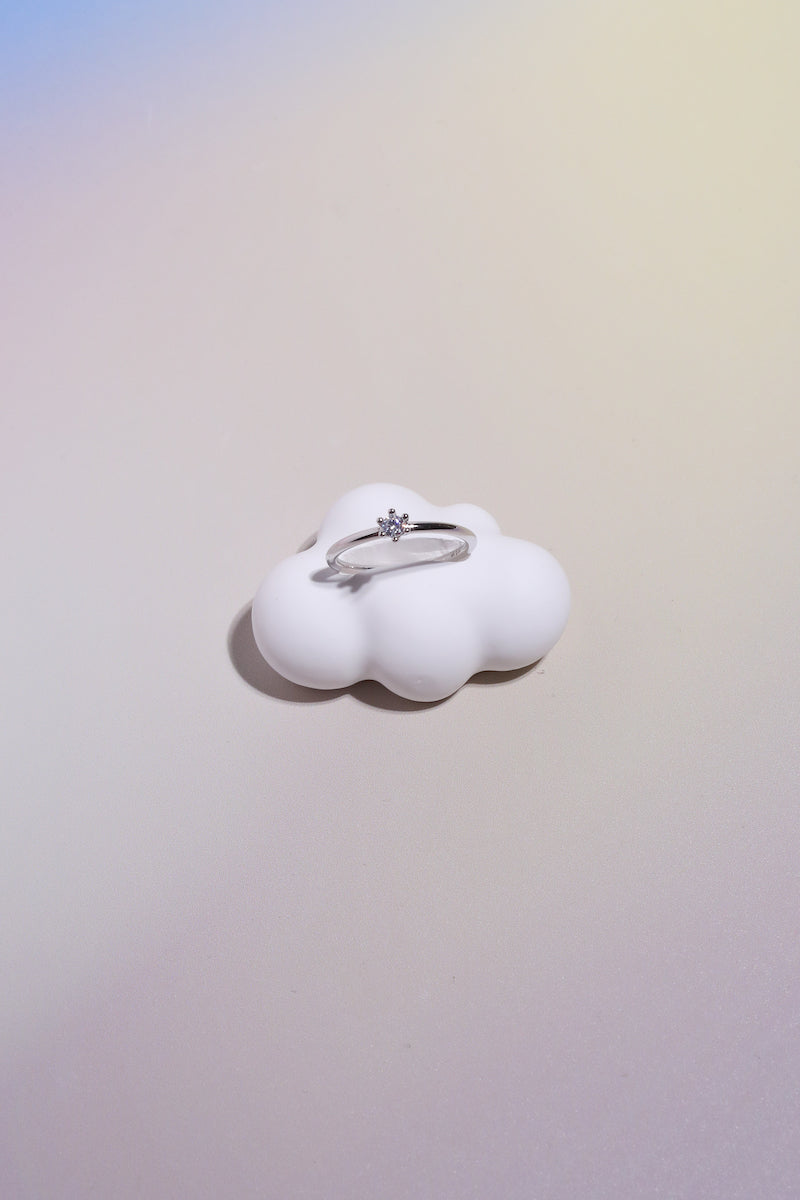 Petite Solitaire Sterling Silver Ring Rings Mure + Grand Silver
