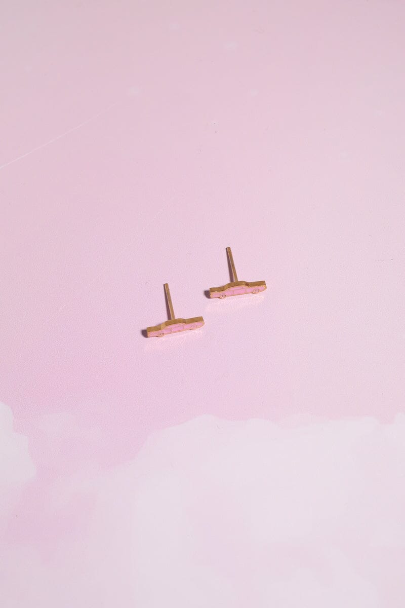 Pink Cadillac Enamel Charm Stud Earrings Earrings mure + grand