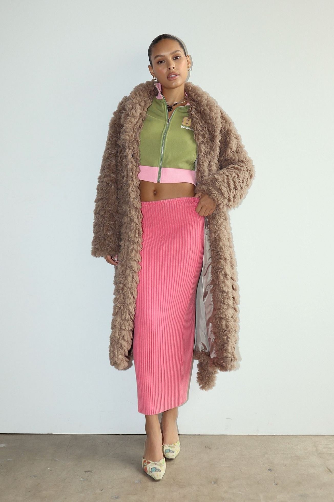 Pink Garment Washed Knit Skirt Clothing Bailey Rose