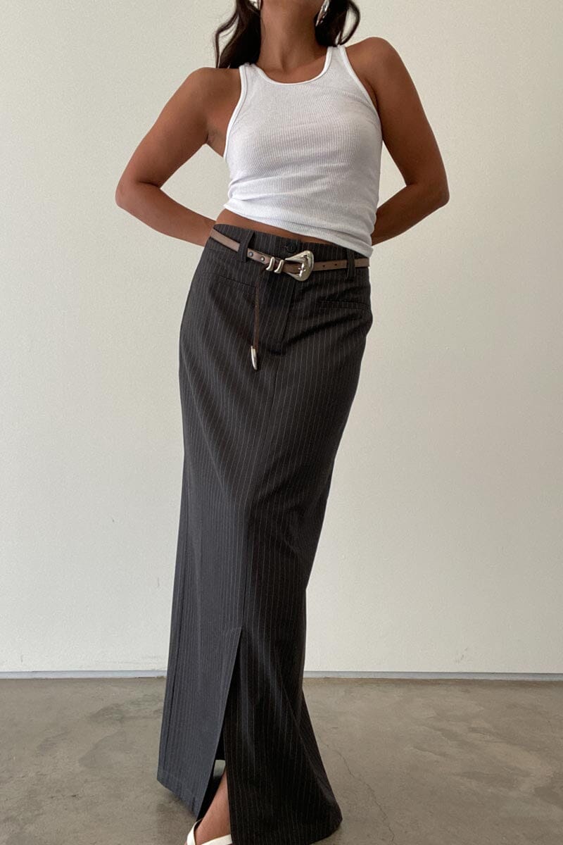 Pinstripe Maxi Skirt Clothing Et Clet
