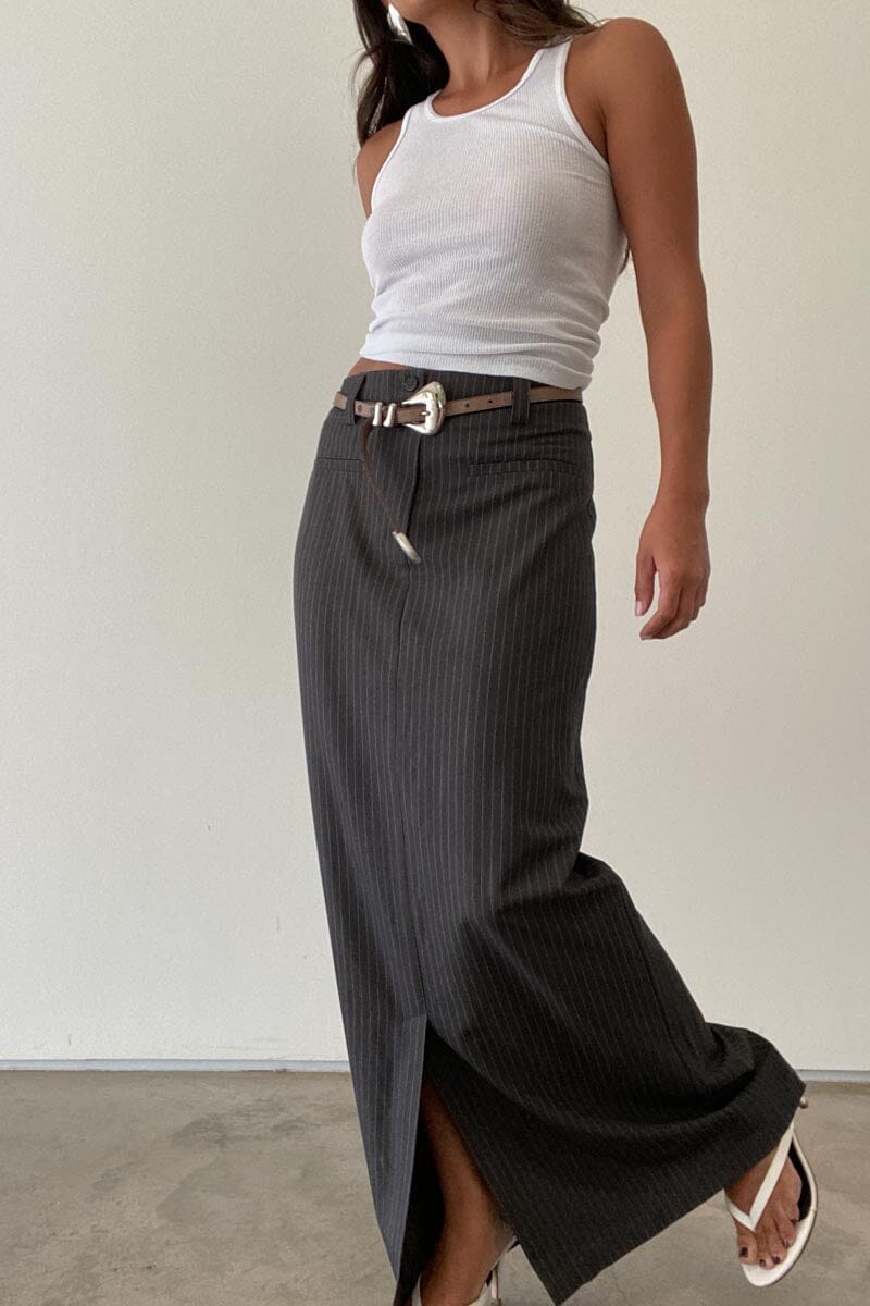 Pinstripe Maxi Skirt Clothing Et Clet