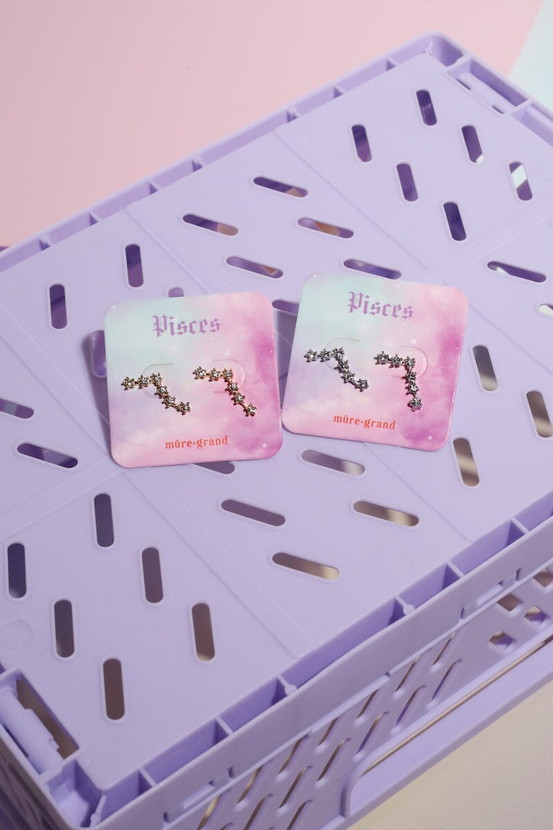 Pisces Crystal Zodiac Stud Earrings Earrings Mure + Grand
