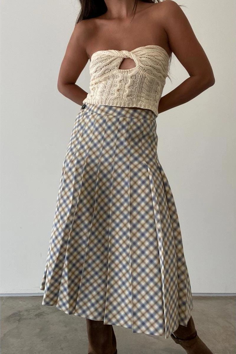 Plaid Pleated Midi Skirt Clothing Et Clet