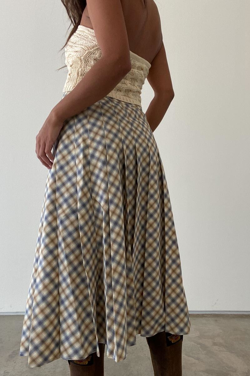 Plaid Pleated Midi Skirt Clothing Et Clet