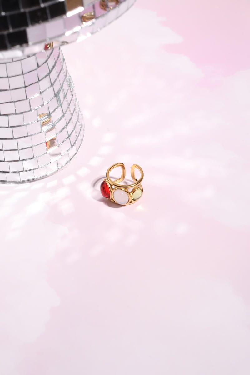Precious Stone Stacking Ring Rings mure + grand Red 6