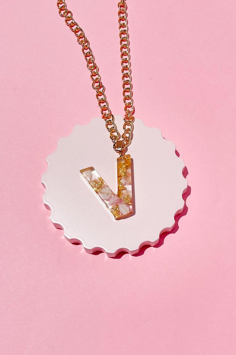 Pressed Flower Initial Necklace Necklace Mure + Grand V