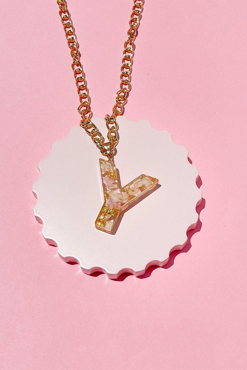 Pressed Flower Initial Necklace Necklace Mure + Grand Y