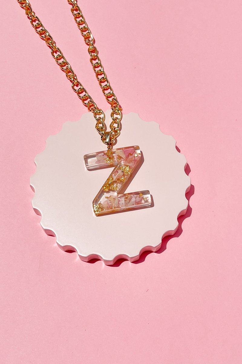Pressed Flower Initial Necklace Necklace Mure + Grand Z