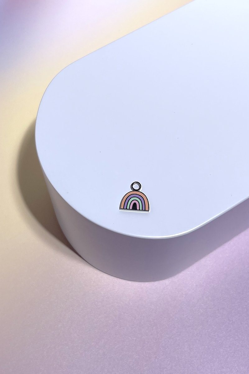 Rainbow Enamel Charm Dangle Earrings Mure + Grand Silver