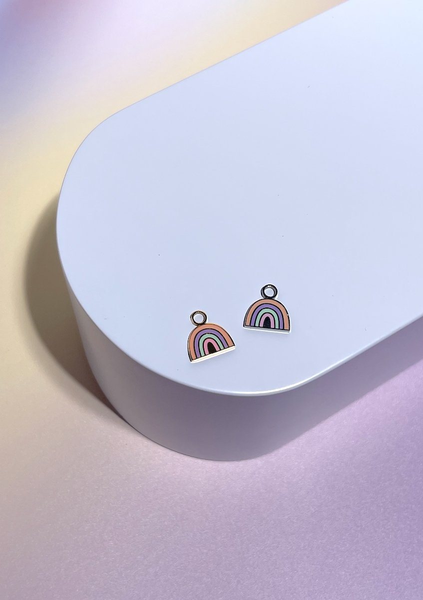 Rainbow Enamel Dangle Charm Earrings Mure + Grand
