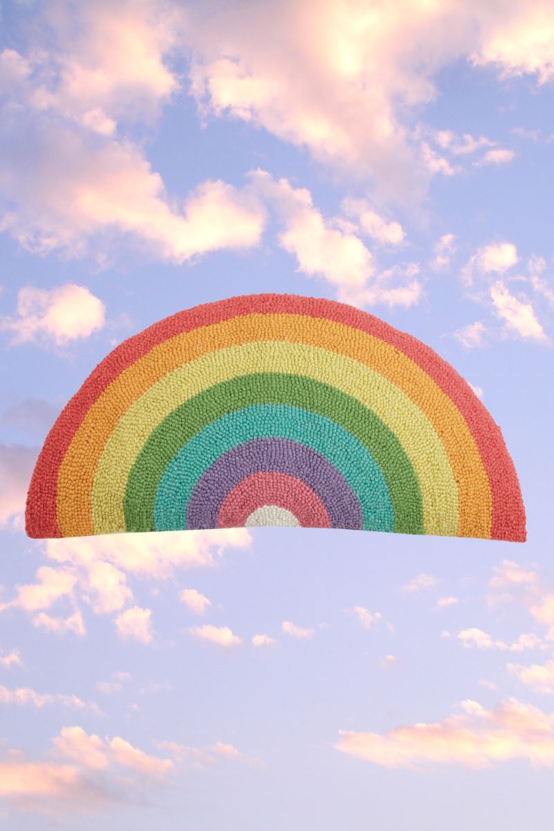 Rainbow Wool Throw Pillow Pillow Mulberry & Grand
