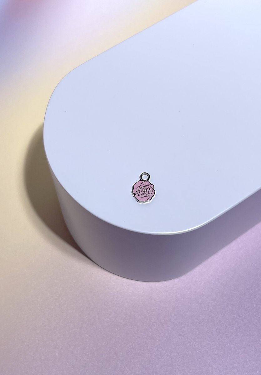 Rose Enamel Charm Dangle Earrings Mure + Grand Silver