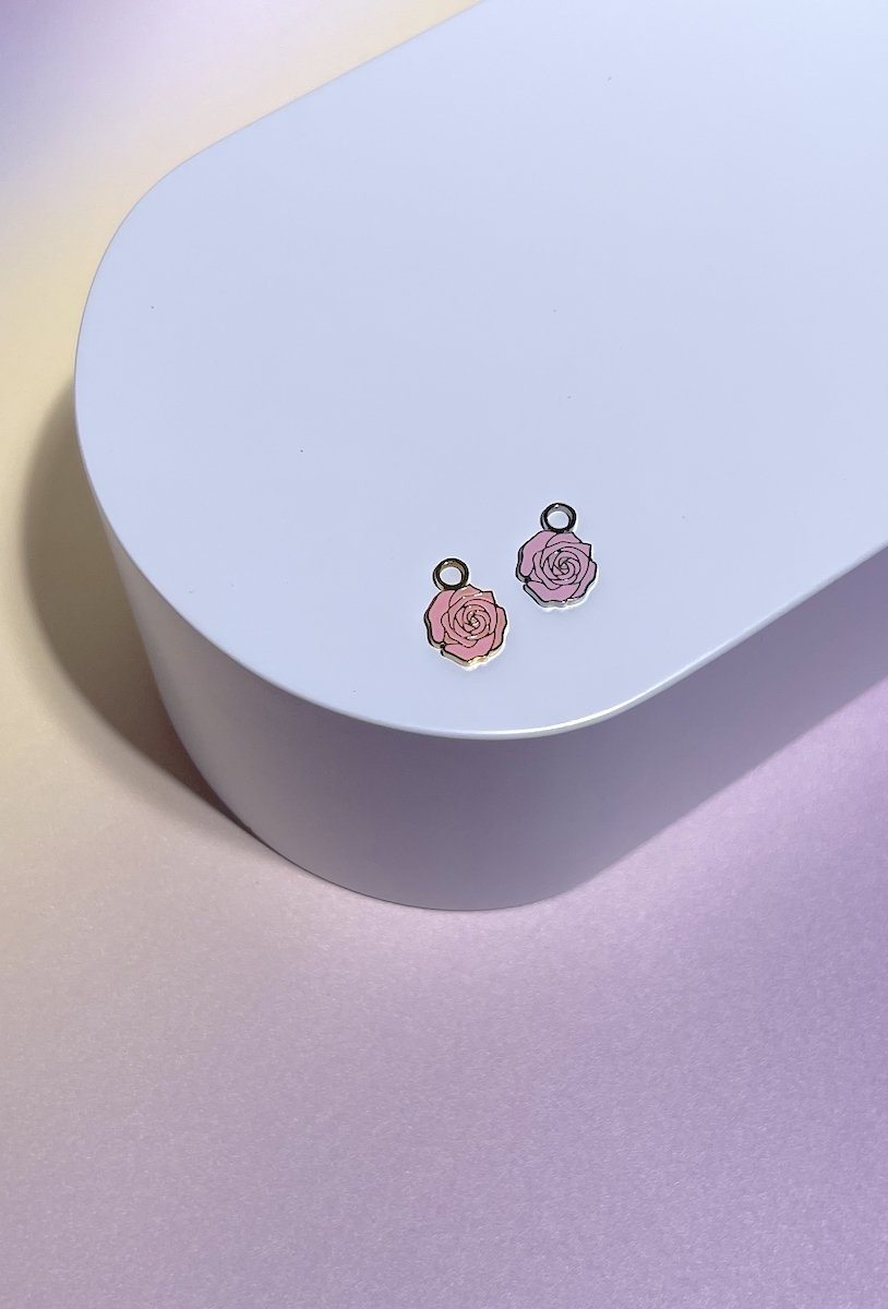 Rose Enamel Dangle Charm Earrings Mure + Grand