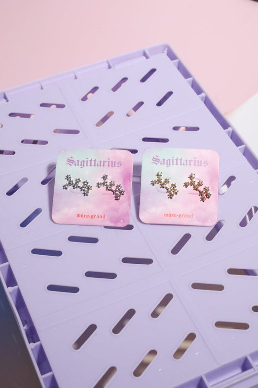 Sagittarius Crystal Zodiac Stud Earrings Earrings Mure + Grand