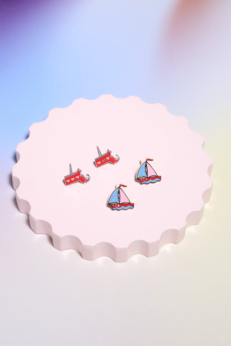 Sail Away Enamel Charm Stud Earrings Earrings Mure + Grand