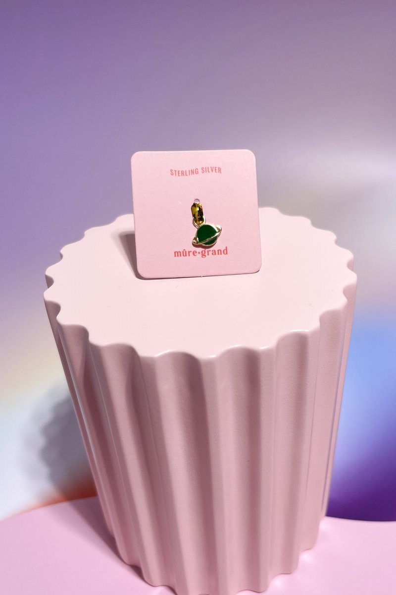 Saturn Sterling Silver Dangle Charm Earrings Mulberry & Grand