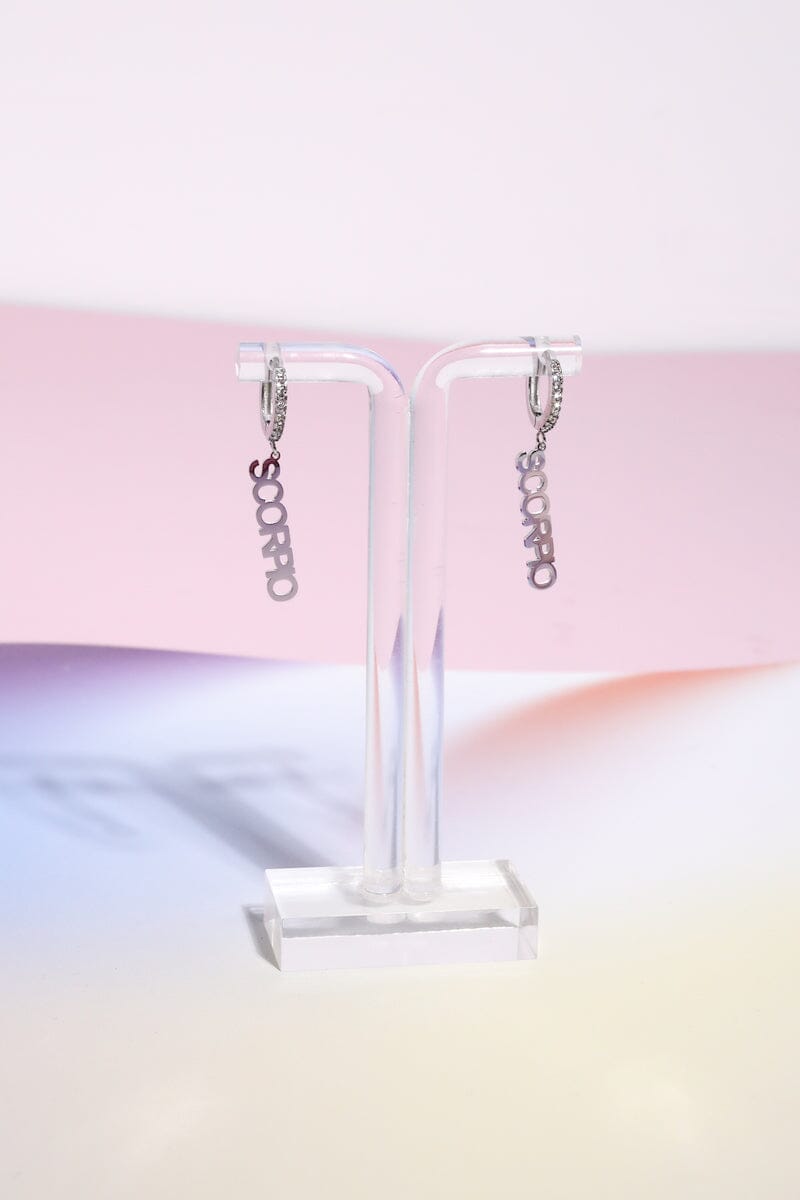 Scorpio Crystal Zodiac Charm Dangle Earrings Earrings Mure + Grand Silver