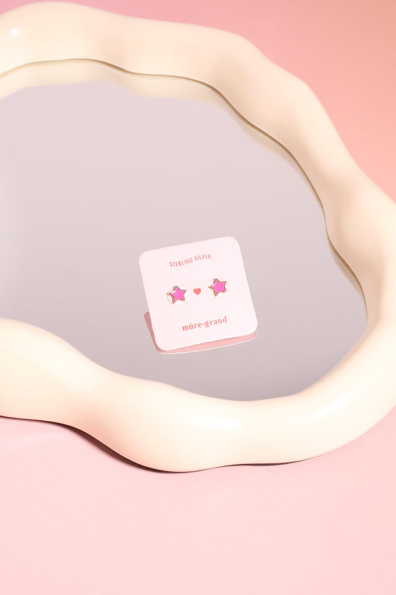 Shooting Star Sterling Silver Stud Earrings Earrings mure + grand Pink