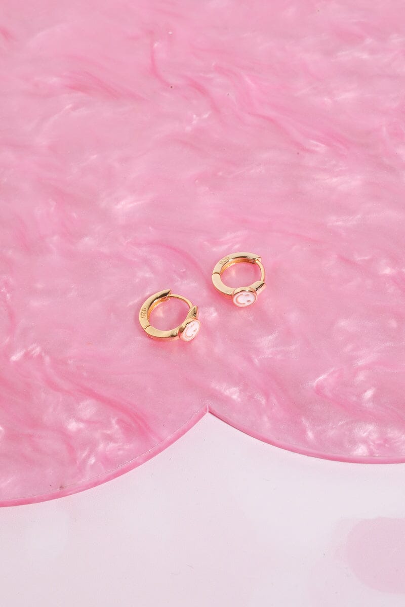 Smiles for Miles Sterling Silver Huggie Earrings Earrings mure + grand White