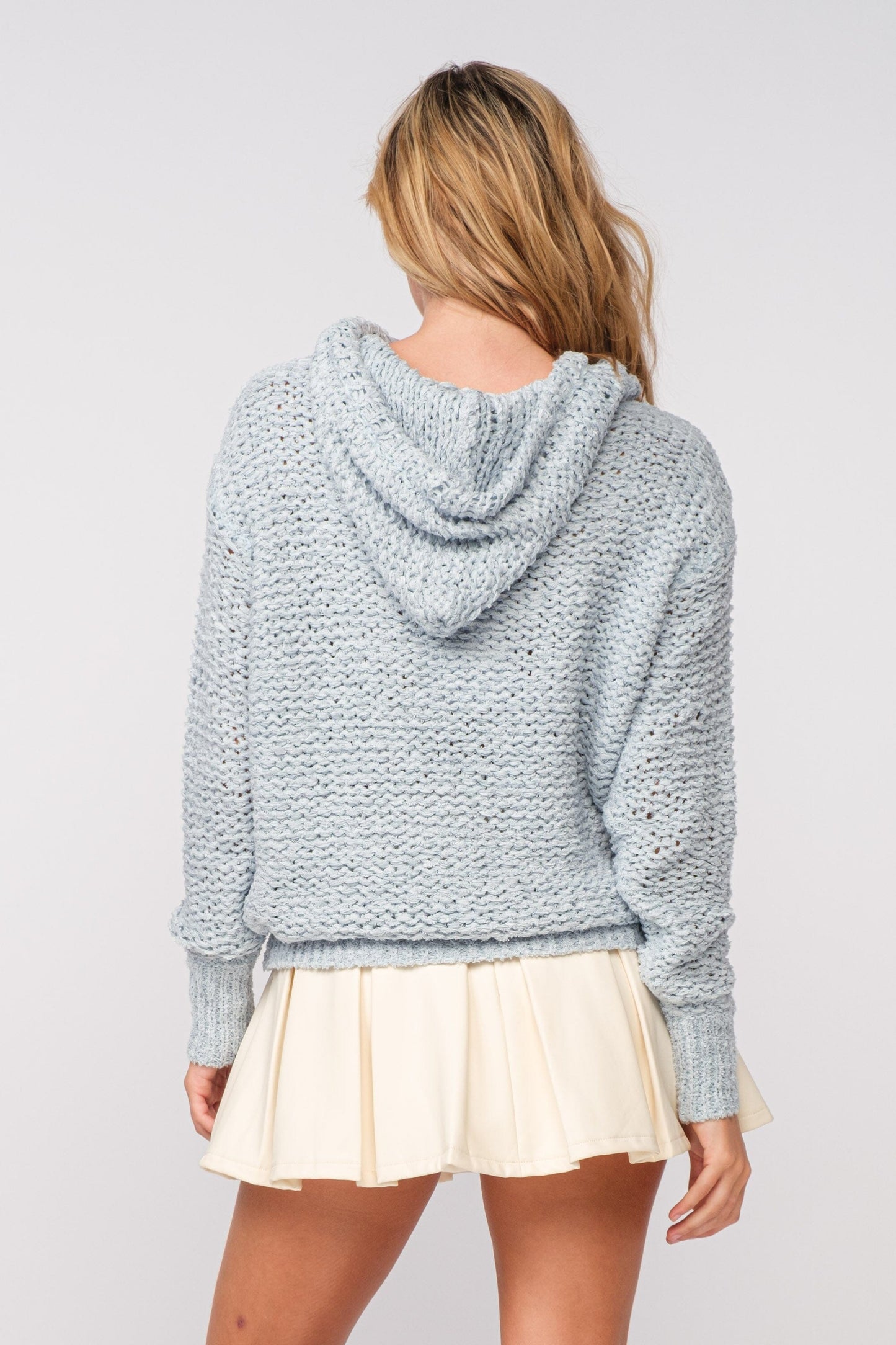 Smoke Blue Knit Teddy Sweater Clothing Sky to Moon